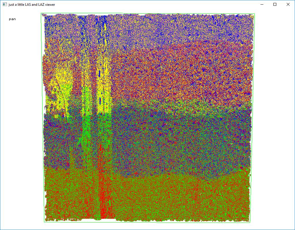 visualisatie (Lastools - lasview) Pan, zoom, translate en tilt met spacebar en muis Rechter muis klik: