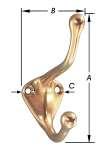 .6 Haken en opberging rochets et rangement 982 Hoed- en jashaak, zwaar scheepsmodel, gegoten messing, 2 schroefgaten = opbouwhoogte rochet