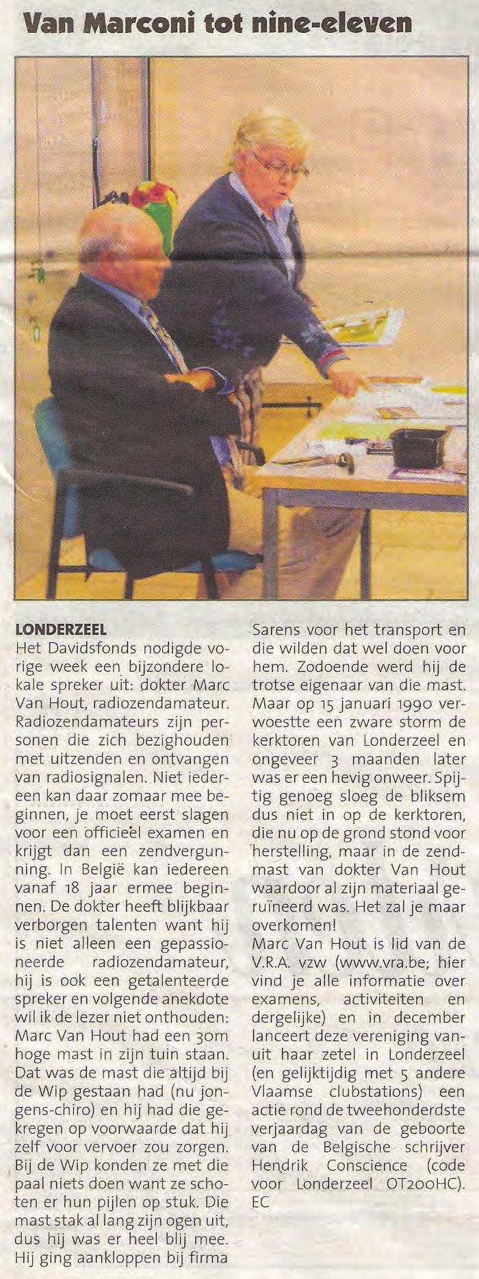 ON5CE in het nieuws Ons PRA-lid ON5CE hield onlangs een lezing