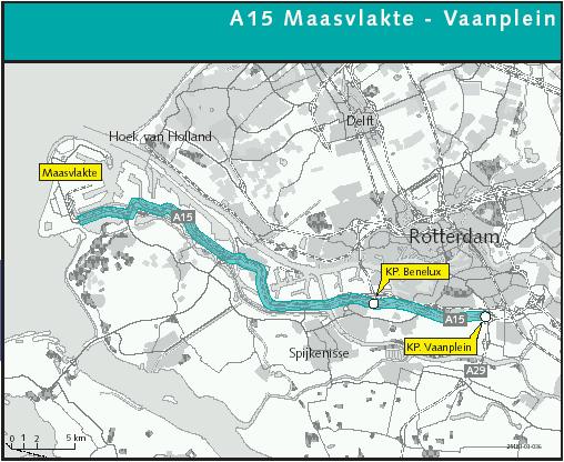 Projectcomplexiteit: A15 MaVa DBFM Traject van 40 km Ombouw van N15 naar ASW A15 van 2x2 naar 2x3 en van 2x3 naar 2x5 Knooppunten Benelux en