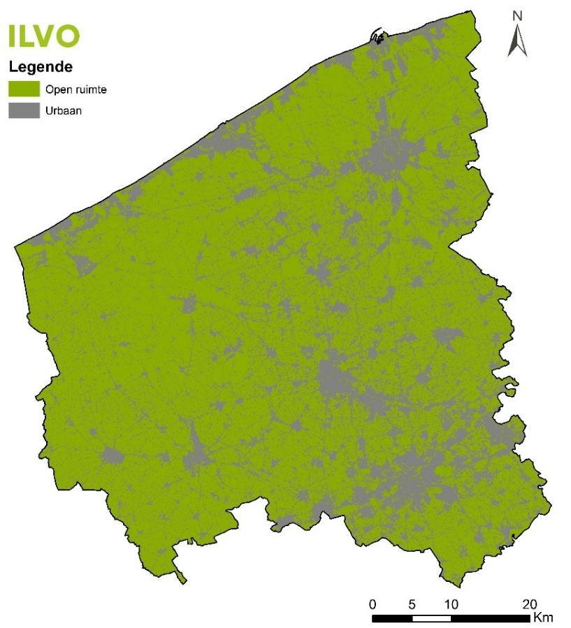 VOORBEELDEN Provincie West-Vlaanderen Kaart: Kwantiteit open ruimte provincie