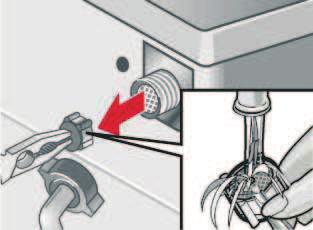 Niet in de trommel grijpen wanneer deze nog draait. Voorzichtig bij het openen van de wasmiddelschuiflade tijdens bedrijf!