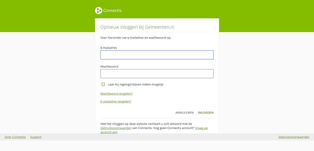 De ondernemer wordt direct doorverwezen naar inloggen met eherkenning. Log in met gebruikersnaam en wachtwoord.