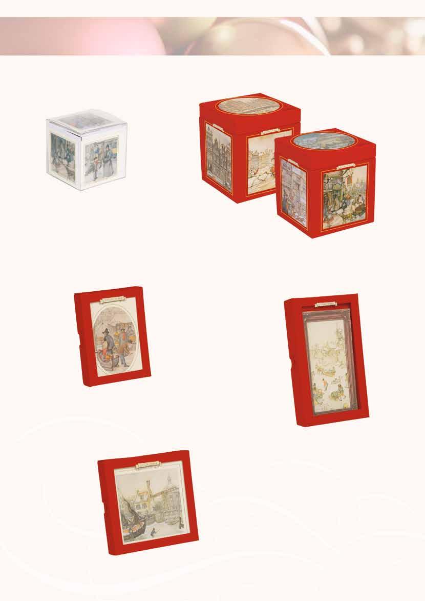 Anton Pieck display Minicards Inhoud: 16 kaarten Kaartformaat: 85 x 85 mm 4 dessin 1 artikel Keepsake Box Square Inhoud: 16 kaarten Kaartformaat: 120 x 135 mm 4 dessin 2 artikelen Small box Inhoud: 6