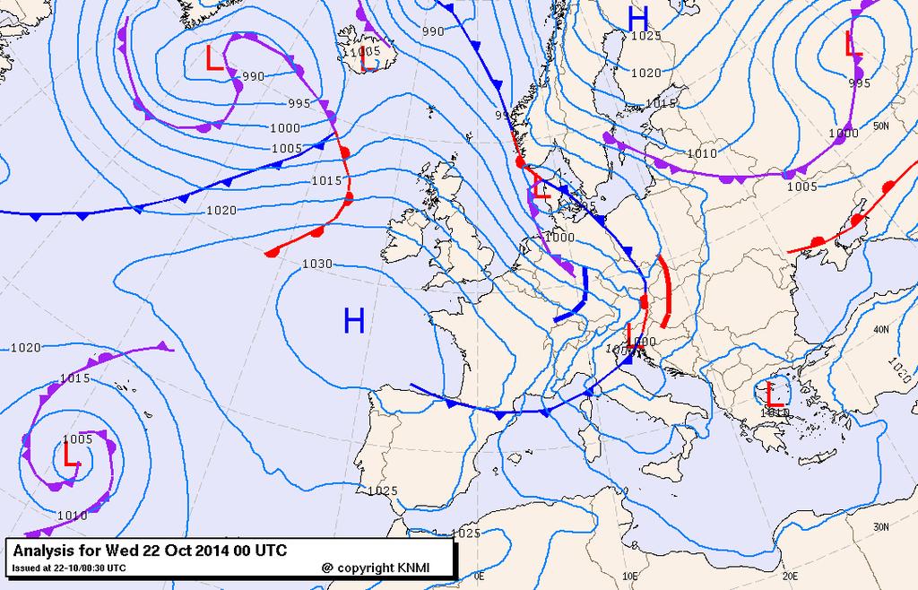 De windstoten komen op het hoogtepunt van de storm (rond het begin van de