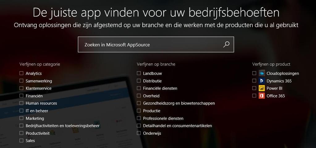 Add-On s Apps uit de online Appsource.