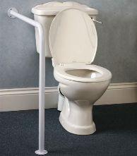 Bij een klassieke opklapbare toiletbeugel moet men eerst een optrekbeweging naar boven maken, vervolgens komt de beugel vrij en kan hij naar beneden vallen.