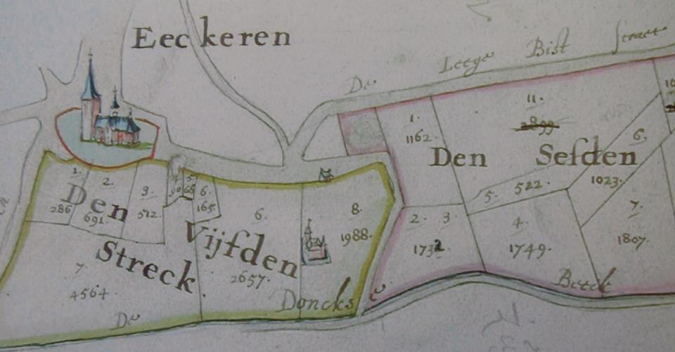 RAA Polder van Oosterweel nr. 1167: Oosterweel bedijkt in 1651 volgens kaartboek van 1657 door meester Adriaen Hendrick gesworen landtmeter.