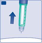 Als de naald verstopt is, krijgt u geen insuline toegediend. L. Breng de naaldpunt in het buitenste naaldkapje op een vlak oppervlak. Raak de naald of het naaldkapje niet aan.