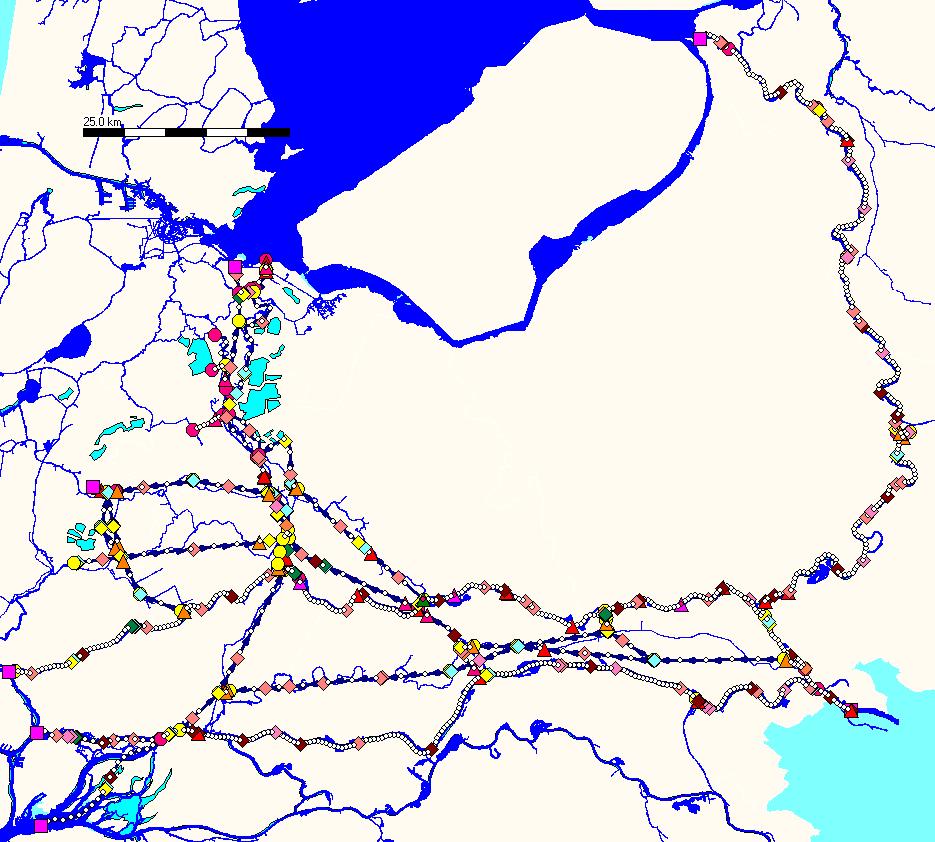 De doelstellingen van de analyse met Sobek en NHI zijn: 1. Bepaal of er in de huidige situatie (huidig laagwater beheer) water wegstroomt naar de Waal (Sobek) 2.