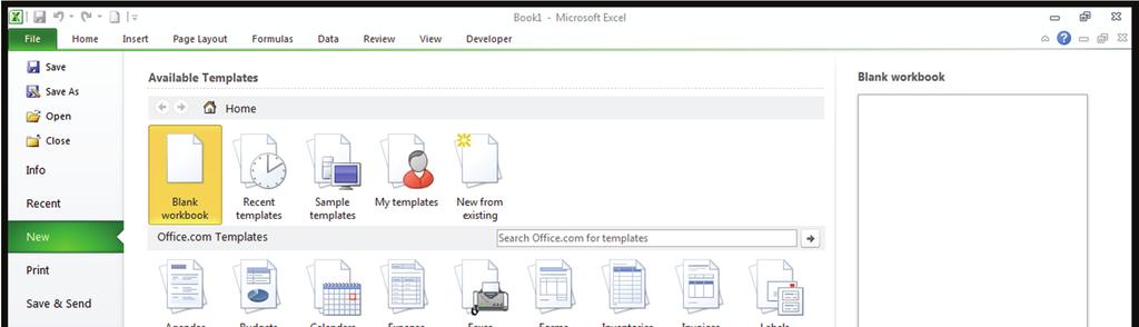 Excel Basis 2010 New File Als u een new workbook wilt maken, kunt u gewoon een lege workbook ( werkmap) open.