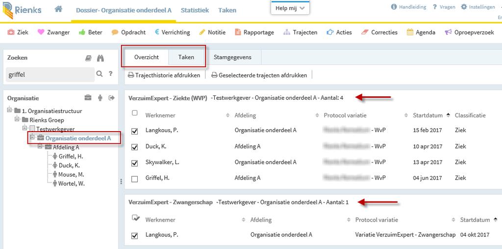 Overzicht houden op lopende taken en trajecten 1. U kunt eenvoudig overzicht houden op alle lopende trajecten en alle lopende taken.