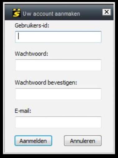 In de rechterbovenhoek is er het menu Aanmelden. Met behulp van dit menu kunt u een account aanmaken op de server, met behulp van uw eigen login en wachtwoord.