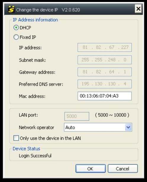 Choose for DHCP if you want to use the automatic assigned IP address. If you want to use the same IP address every time, select Fixed IP.