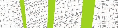 De groene scheggen doorsnijden de oostwestgerichte verkavelingsstructuur.