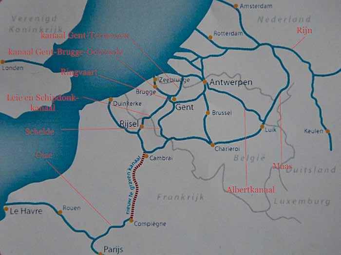 Seine-Scheldeverbinding Kaart van het project Seine - Noord-Europa De Seine-Scheldeverbinding en België De plannen voor een kanaal dat schepen met een tonnage van 4400 ton zou toelaten, van de