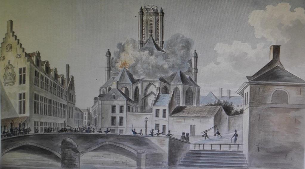 Grote brand in St Baafs kathedraal in 1822. Alles was daar ingestort. Amaai dat wist ik niet. Dus is alles wat daar nu nog te zien is van na 1822!!! En dat er daar veel volk was dat kan ik best geloven.