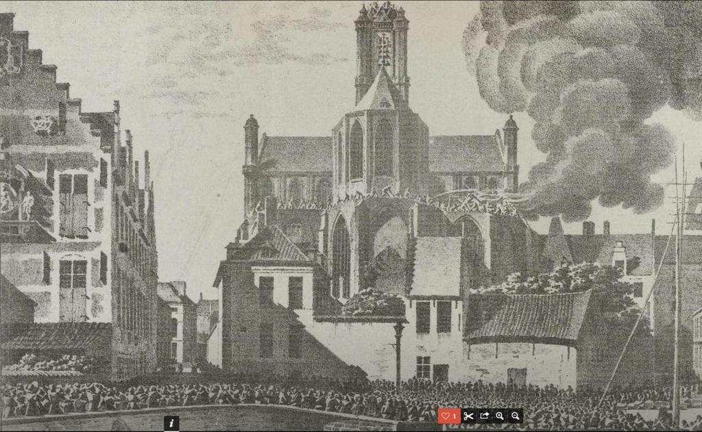 Na de afschaffing van kerkhoven in de stad in 1784 werd het ommuurde terrein verkaveld voor de bouw van woningen dat je ziet op de beide afbeeldingen.