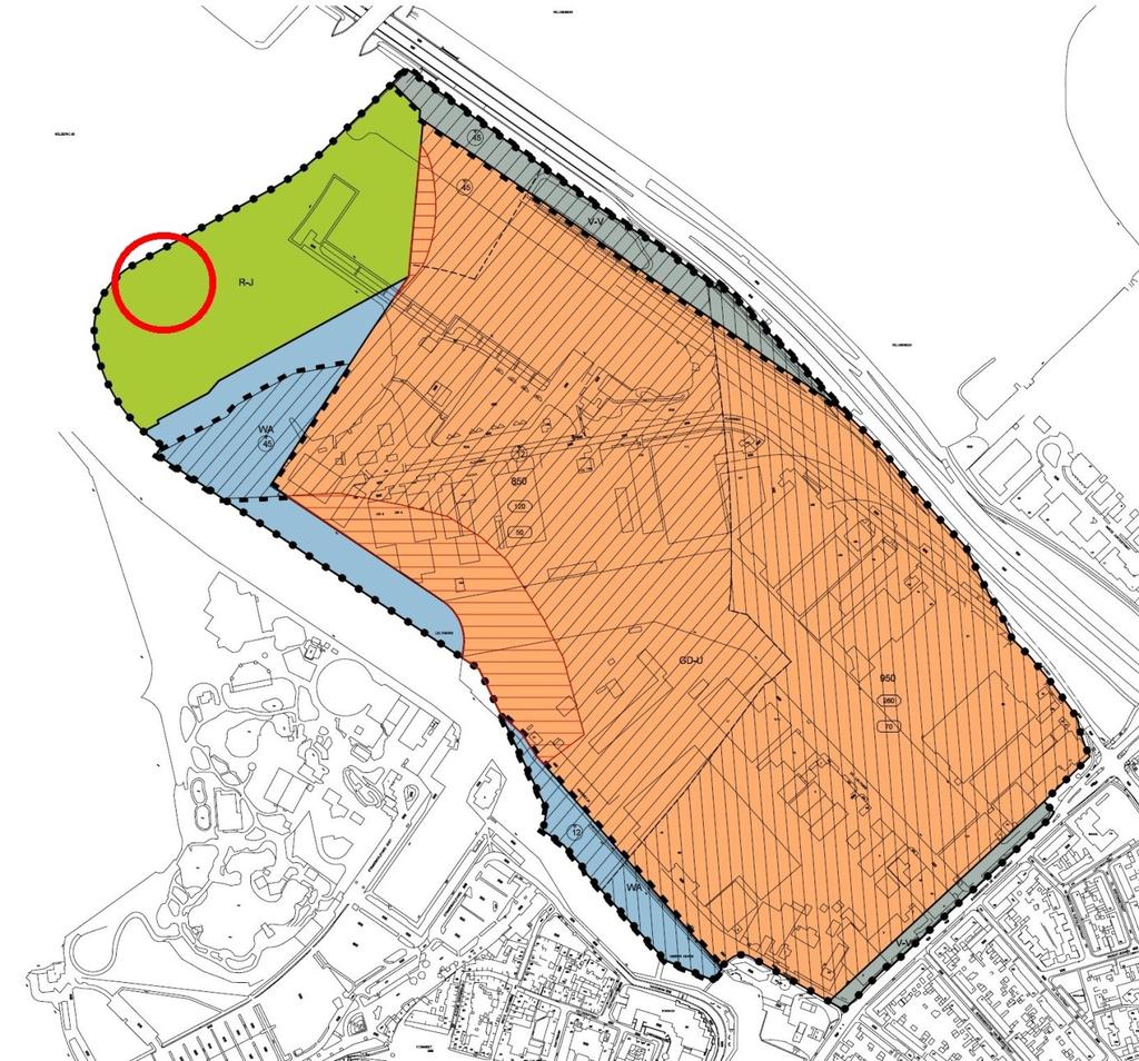 2.3.2 De verbeelding De plankaart van het bestemmingsplan Waterfront-Zuid Waterstad is hieronder weergegeven. Het groene vlak heeft de bestemming Recreatie - Jachthaven.