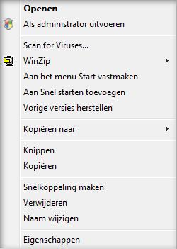 Omdat de polling lokaal als administrator uitgevoerd moet worden, moet u onder Windows Vista ook als administrator aangeven dat een programma als administrator uitgevoerd moet worden.