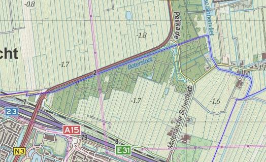 4]. Gebied. Provinciaal Recreatie Gebied Kade N 214 is gelegen in de gemeente Molenwaard. Het ligt ten zuiden van de Provincialeweg N214 tussen de Matenaweg en de rotonde bij de N3.