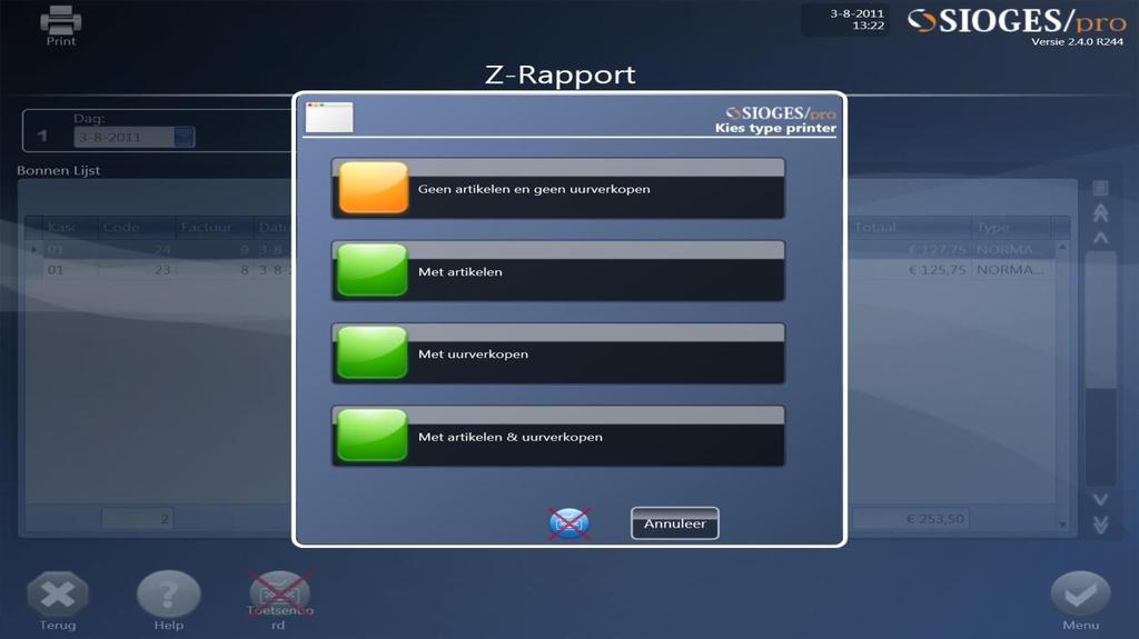 2.3 Z-Rapport & EJ Het Z-Rapport en het Elektronisch Journaal (EJ) kunnen op de aangesloten 80mm bonprinter worden geprint. Het EJ kan ook naar een tekstbestand worden weggeschreven.