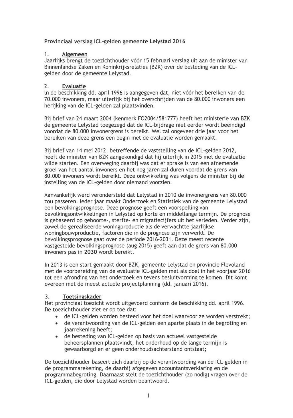 Provinciaal verslag ICL-gelden gemeente Lelystad 2016 1.