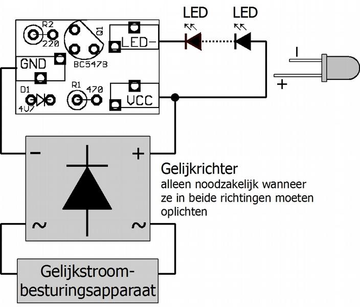 Nederlads LKS-1 Aasluite op ee decoderuitgag Fig. 3 Aasluite va ee gelijkrichter Verbid aasluitig "GND" met de uitgag va de loc- of fuctiedecoder, waarmee u de LED(s) wilt schakele.
