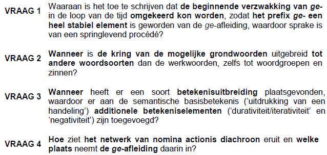 263 13 ONDERZOEKSRESULTATEN V: DE PERIODE TUSSEN 1550-1900: HET TEKSTCORPUS VOORBEELDEN VAN DE GE-AFLEIDING SYSTEMATISCH BEKEKEN 13.