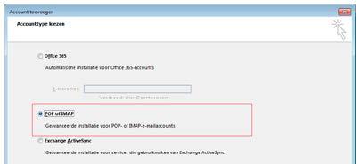 stellen Servergegevens Type Account IMAP Server voor inkomende e-mail mail.jedomeinnaam.nl Server voor uitgaande e-mail (SMTP) mail.
