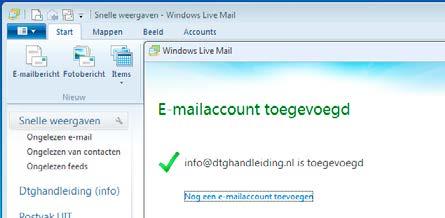 Vul bij gebruikersnaam het volledige e-mailadres in dat je van ons per e-mail hebt ontvangen (bijvoorbeeld: info@ dtghandleiding.nl). 11. Vul bij uitgaande server mail.jedomeinnaam.