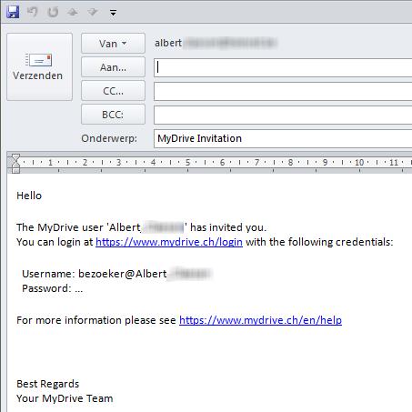 Met de link 'Send invitation' kan je de nodige gegevens doorsturen naar een bezoeker die je wilt toegang geven. Internet Explorer vraagt dan om toestemming.