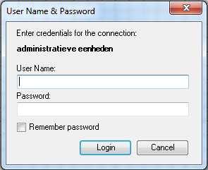 4. Klik op Connect Afhankelijk van de manier waarop de service beveiligd is, kan je hier je login en wachtwoord ingeven.
