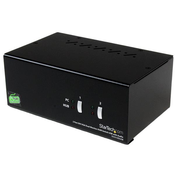 2 Port DVI VGA Dual Monitor KVM Switch USB with Audio & USB 2.0 Hub Product ID: SV231DDUSB The StarTech.