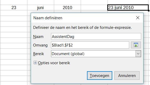 Afbeelding 5: Een cel of celbereik een naam geven om in een formule te worden opgenomen Afbeelding 6: Namen in een werkblad gebruiken Verwijzingsoperatoren Een individuele cel wordt geïdentificeerd