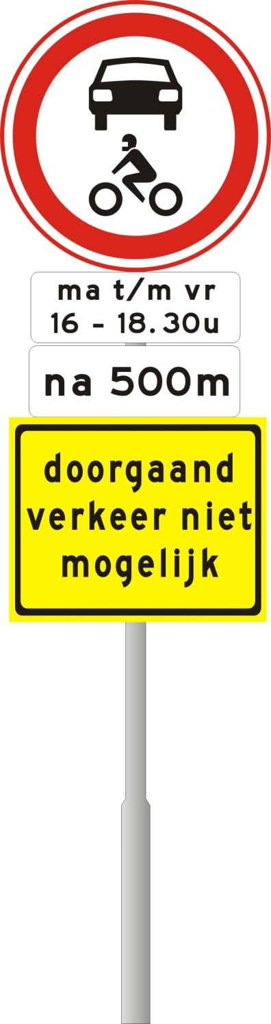 Bordenstrategie Vooraankondigingen op zijstraten langs de Achterbergsestraatweg: Gele bord is tijdelijk!