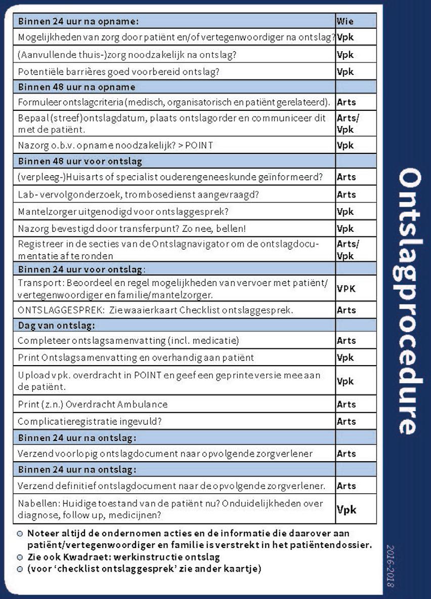 FIGUUR 1 Voorbeeld van een checklist die artsen en verpleegkundigen in het AMC gebruiken bij ontslag van een patiënt uit het ziekenhuis. standaardiseren.