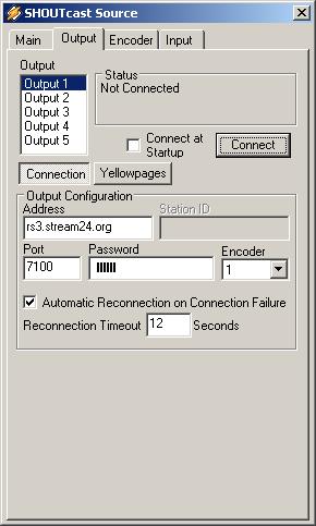 Softwaredatablad #A-SC1 5/11 3.2 Shoutcast Source Parameter - Output Connection De eerder uitgekozen plugin ziet u nu in het onderstaand scherm.