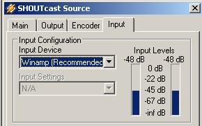 Softwaredatablad #A-SC1 8/11 3. Shoutcast Source Parameter Input Voor de input instellingen zijn er twee mogelijkheden, te weten Winamp (Recommended) of Soundkaart input.