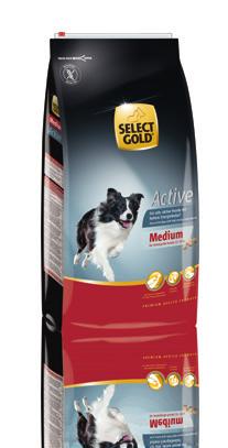 Active SELECT GOLD Active SELECT GOLD Active voldoet precies aan de eisen die actieve honden aan hun voeding stellen.