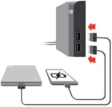 USB-apparaten aansluiten op de Backup Plus Hub Met de aanvullende USB-poorten van de Backup Plus Hub kunt u meer apparaten aansluiten op uw computer.
