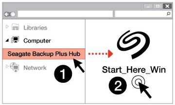 Mac: dubbelklik op Start_Here_Mac 3. Volg de instructies op het scherm om uw Backup Plus Hub te registreren en Seagate-software te installeren.