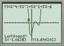 2.3 Wiskundige modellen [1] Stap 4: Bepaal de nulpunten van de functie: 2ND TRACE 2:ZERO ENTER Op het scherm verschijnt Left Bound?