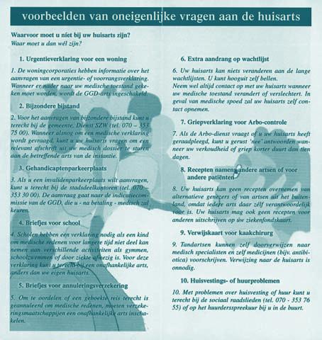 30 epidemiologisch bulletin, 2003, jaargang 38, nummer 1 volksgezondheid gezondheidszorg, zoals de Districts Huisartsen Vereniging of de Transmurale zorg.