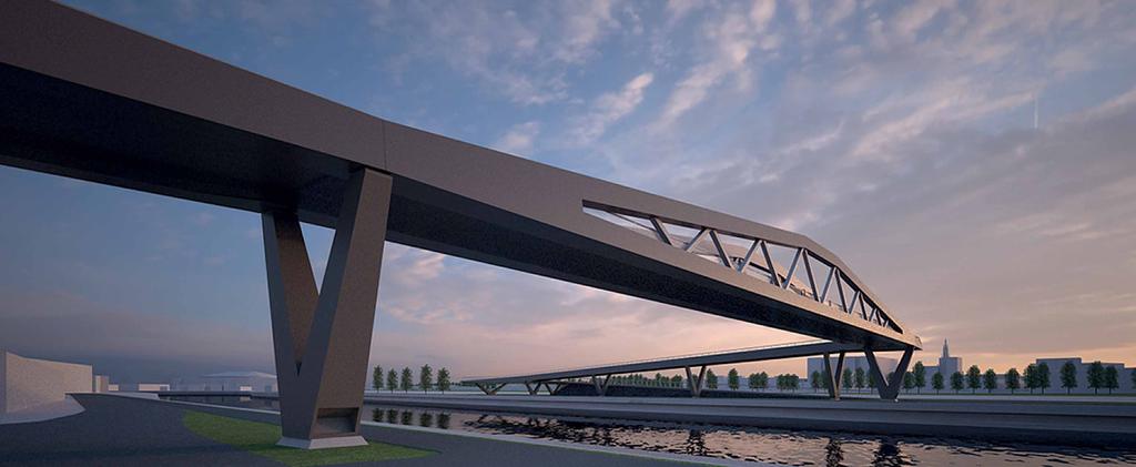 De komende maanden wordt de brug verder afgewerkt en worden de nieuwe aanloophellingen voor de brug gebouwd.