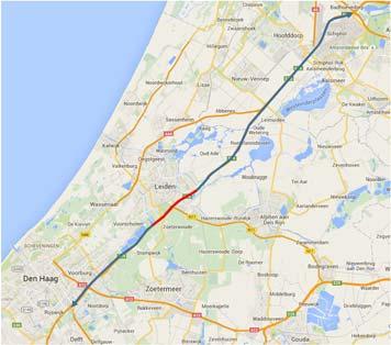 3 Verbreding van de A4 Dit onderzoek richt zich op het gedeelte van de A4 rond en tussen de aansluitingen Zoeterwoude-Rijndijk en Zoeterwoude-Dorp. De A4 verbindt de Noordvleugel van de Randstad (o.a. Amsterdam, Schiphol) met de Zuidvleugel (o.