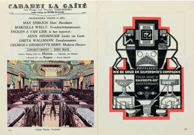 Particuliere collectie Amsterdam. 6.20 Interieur van La Gaité uit de brochure van bioscoop Tuschinski, bedrukt papier, waarschijnlijk getekend door John Meulkens, 1921.