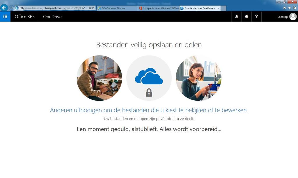 Werken met Onedrive - Je logt in op Office 365. - Klik op OneDrive.