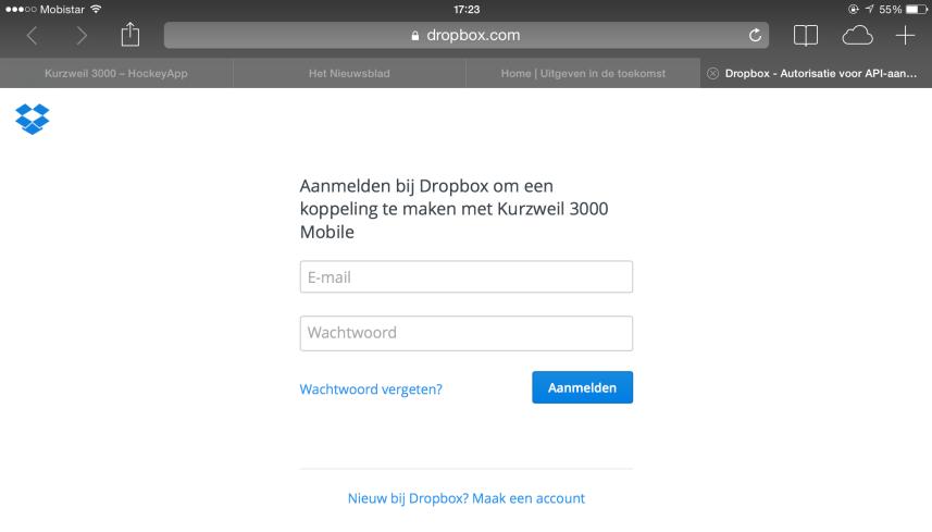 Standaard worden de documenten van je Dropbox-account niet lokaal opgeslagen op je idevice. Dit betekent dat je de Dropbox-bestanden enkel kan openen wanneer je idevice online is.