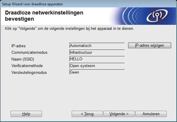 Het Wi-Fi-lmpje op het eieningspneel egint te rnen om n te geven t e netwerkinterfe vn e mhine is ingestel op WLAN.